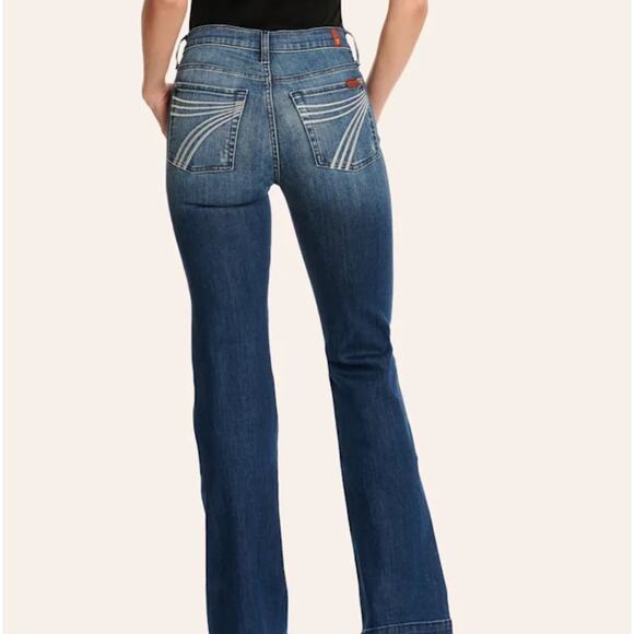 7 For All Mankind Dojo jeans in Lake Blue with white stitching size 25 - Picture 1 of 8